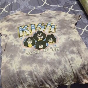 Kiss Band Graphic Tee - Gray and White